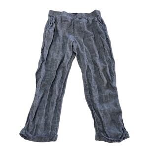 Rachel Roy Pants Womens Large Blue Cropped Ankle Mid Rise Linen